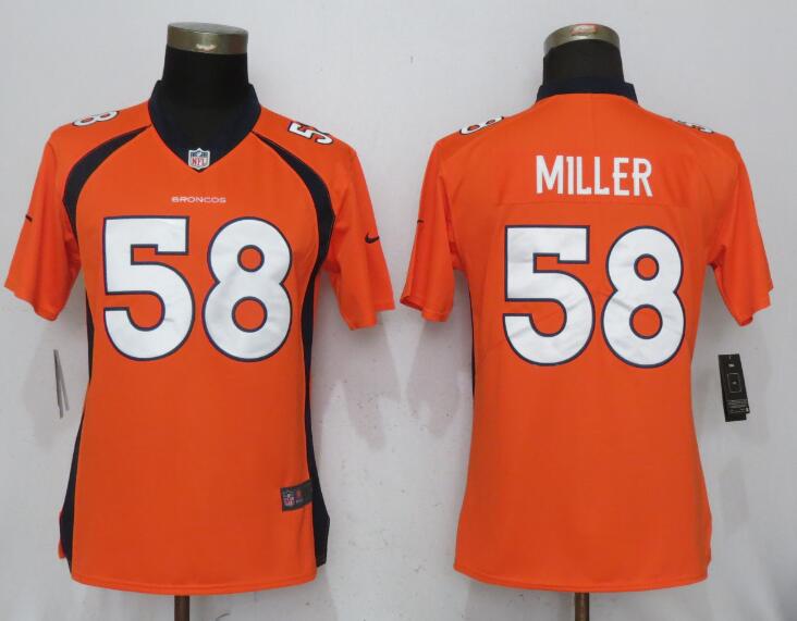 Women Denver Broncos #58 Miller Orange Nike Vapor Untouchable Limited NFL Jerseys